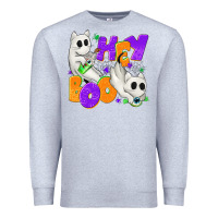 Heather Grey Hey Boo with Ghost Cats Premium Sweatshirt - texasbilliewilder