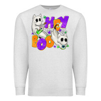 Oatmeal Heather Hey Boo with Ghost Cats Premium Sweatshirt - texasbilliewilder