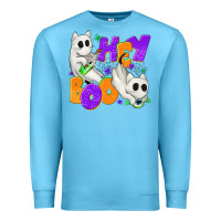 Ocean Blue Hey Boo with Ghost Cats Premium Sweatshirt - texasbilliewilder