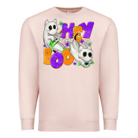 Pale Pink Hey Boo with Ghost Cats Premium Sweatshirt - texasbilliewilder