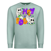 Seafoam Hey Boo with Ghost Cats Premium Sweatshirt - texasbilliewilder