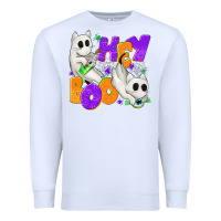 White Hey Boo with Ghost Cats Premium Sweatshirt - texasbilliewilder