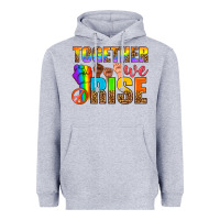Heather Grey LGBTQ+ together we rise Heavyweight Hoodie - NancyCooperArtShop