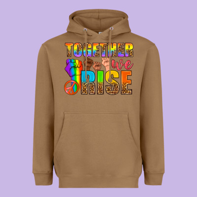 Lgbtq+ Together We Rise Heavyweight Hoodie Designed By Nancycooperartshop