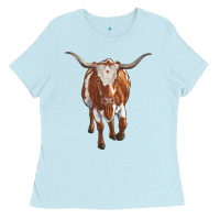 Baby Blue longhorn cow Ladies Tee - RanaPortraitStore