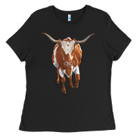 Black longhorn cow Ladies Tee - RanaPortraitStore