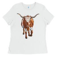 White longhorn cow Ladies Tee - RanaPortraitStore