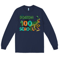Navy roaring into 100 day of school Long Sleeve Tee - MaliasSmallBusiness