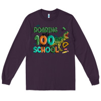 Plum roaring into 100 day of school Long Sleeve Tee - MaliasSmallBusiness