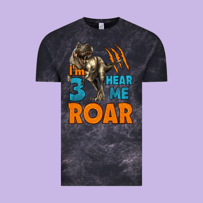 I'm Three Hear Me Roar Dinosaur Birthday Vintage Tee Designed By Lillyallendesigns