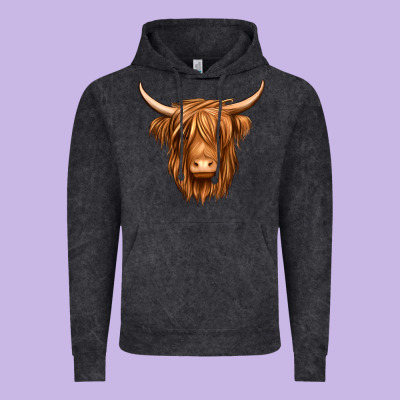 Long Haired Cow Vintage Hoodie Designed By Jasminsmagicworld
