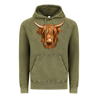 Vintage Olive long haired cow Vintage Hoodie - Jasminsmagicworld