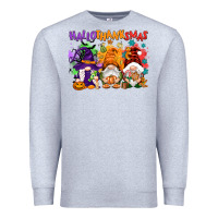 Heather Grey Hallothanksmas gnomes Premium Sweatshirt - NancyCooperArtShop