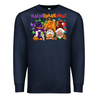 Navy Hallothanksmas gnomes Premium Sweatshirt - NancyCooperArtShop