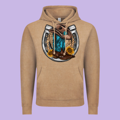 Western Horseshoe Boots Hat Rope Sunflower Vintage Hoodie Designed By Adodesignshop