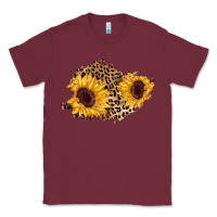 Burgundy sunflower leopard patch Classic Tee - AdoDesignShop