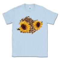 Dusty Blue sunflower leopard patch Classic Tee - AdoDesignShop