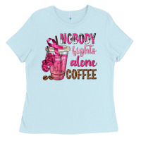 Baby Blue Nobody Fights Alone Coffee Ladies Tee - texasbilliewilder