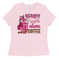 Bubblegum Pink Nobody Fights Alone Coffee Ladies Tee - texasbilliewilder