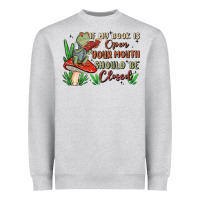 Heather Grey if my book is open your mouth should be closed malia Heavyweight Sweatshirt - MaliasSmallBusiness