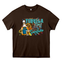 Chocolate Brown tequila time & sunshine Heavy Core Tee - SublimationCraftShop