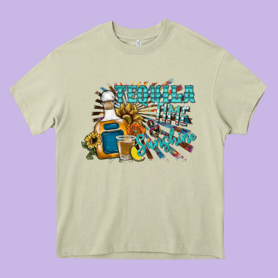 Tequila Time & Sunshine Heavy Core Tee Designed By Sublimationcraftshop