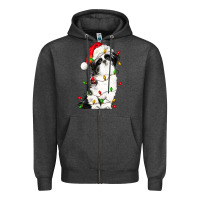 Charcoal Heather christmas shih tzu dog Zipper Hoodie - LillyAllenDesigns