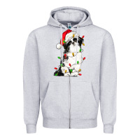 Heather Grey christmas shih tzu dog Zipper Hoodie - LillyAllenDesigns