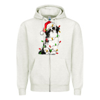 Oatmeal Heather christmas shih tzu dog Zipper Hoodie - LillyAllenDesigns