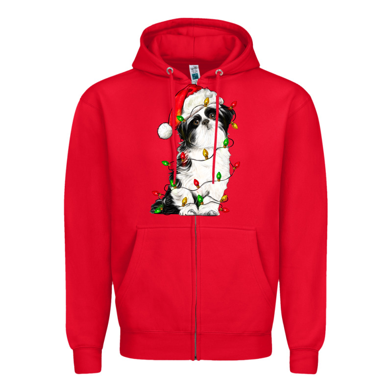 Christmas Shih Tzu Dog Zipper Hoodie by LillyAllenDesigns | Teevron