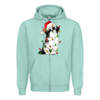 Seafoam christmas shih tzu dog Zipper Hoodie - LillyAllenDesigns