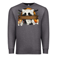 Charcoal Heather Personalized Halloween Ghost Cat Premium Sweatshirt - texasbilliewilder