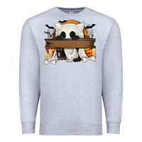 Heather Grey Personalized Halloween Ghost Cat Premium Sweatshirt - texasbilliewilder