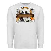 Oatmeal Heather Personalized Halloween Ghost Cat Premium Sweatshirt - texasbilliewilder