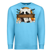 Ocean Blue Personalized Halloween Ghost Cat Premium Sweatshirt - texasbilliewilder