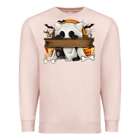 Pale Pink Personalized Halloween Ghost Cat Premium Sweatshirt - texasbilliewilder