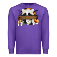 Purple Personalized Halloween Ghost Cat Premium Sweatshirt - texasbilliewilder