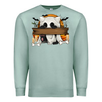 Seafoam Personalized Halloween Ghost Cat Premium Sweatshirt - texasbilliewilder