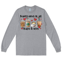 Heather Grey beauty comes in all shapes and sizes coffee Long Sleeve Tee - MaliasSmallBusiness