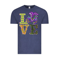 Vintage Denim mardi gras love mask Vintage Tee - BarkalooDesign