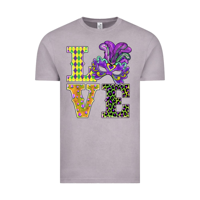 Mardi Gras Love Mask Vintage Tee by BarkalooDesign | Teevron