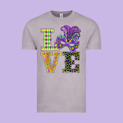 Mardi Gras Love Mask Vintage Tee Designed By Barkaloodesign