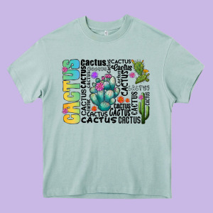 Cactus Heavy Core Tee Designed By Cowhidedigitalart