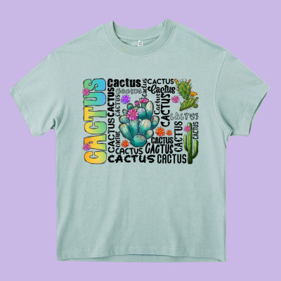 Cactus Heavy Core Tee Designed By Cowhidedigitalart