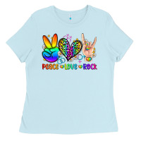 Baby Blue peace love rock Ladies Tee - Zillion Design Studio