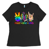 Black peace love rock Ladies Tee - Zillion Design Studio