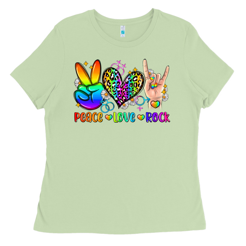 Peace Love Rock Ladies Tee by Zillion Design Studio | Teevron