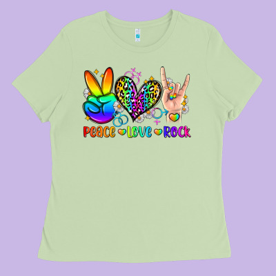 Peace Love Rock Ladies Tee Designed By Zillion Design Studio