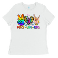 White peace love rock Ladies Tee - Zillion Design Studio