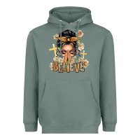 Sage Gray Hair Believe Praying Caucasian Messy Bun Heavyweight Hoodie - texasbilliewilder